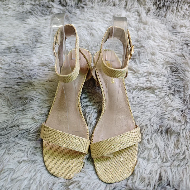 Women Sandals Sexy Silver Gold Summer Open Toe Ankle Strap Comfort Low Block Chunky High Heels Party Dress Pumps Wedding Shoes view 3