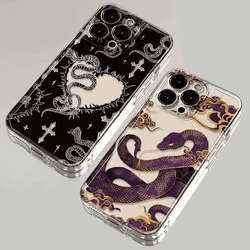 Fashion Black Snake Cross Phone Case For Samsung A16 A06 A55 A35 A25 A15 A05 A54 A34 A24 A14 A04 A53 A33 Clear TPU Back Cover