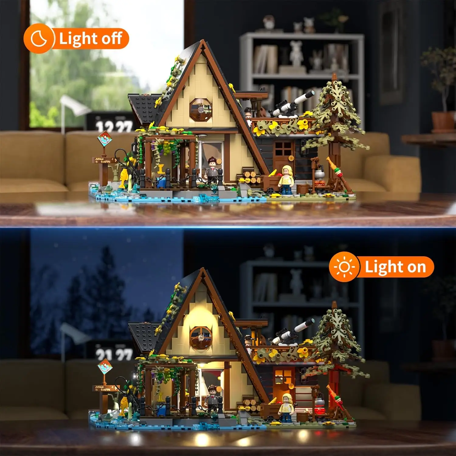 A-frame cabineverlichting bouwstenen set - 2061-delige bouwbouwset voor volwassenen voor volwassenen en tieners