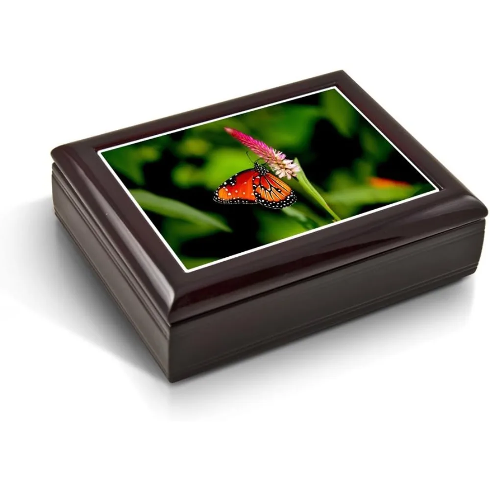 

A Radiant Colorful Monarch Butterfly Tile Musical Jewelry Box - Many Songs to Choose - Sleeping Beauty Waltz (Once Upon a Dream)