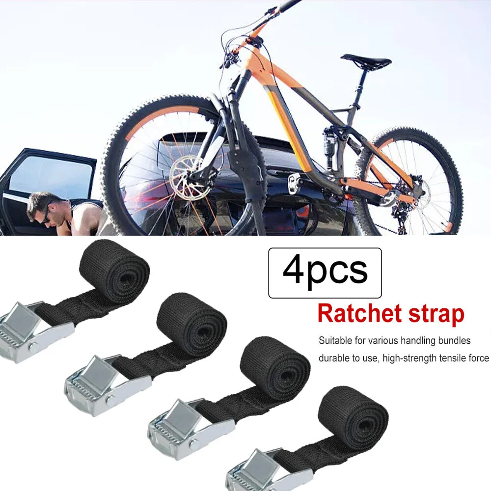 2cmx40cm 4pcs Black Lashing Clamping Straps with Lock Heavy Duty Fastening Straps for Motor Bicycle Luggage Fixing Tool
