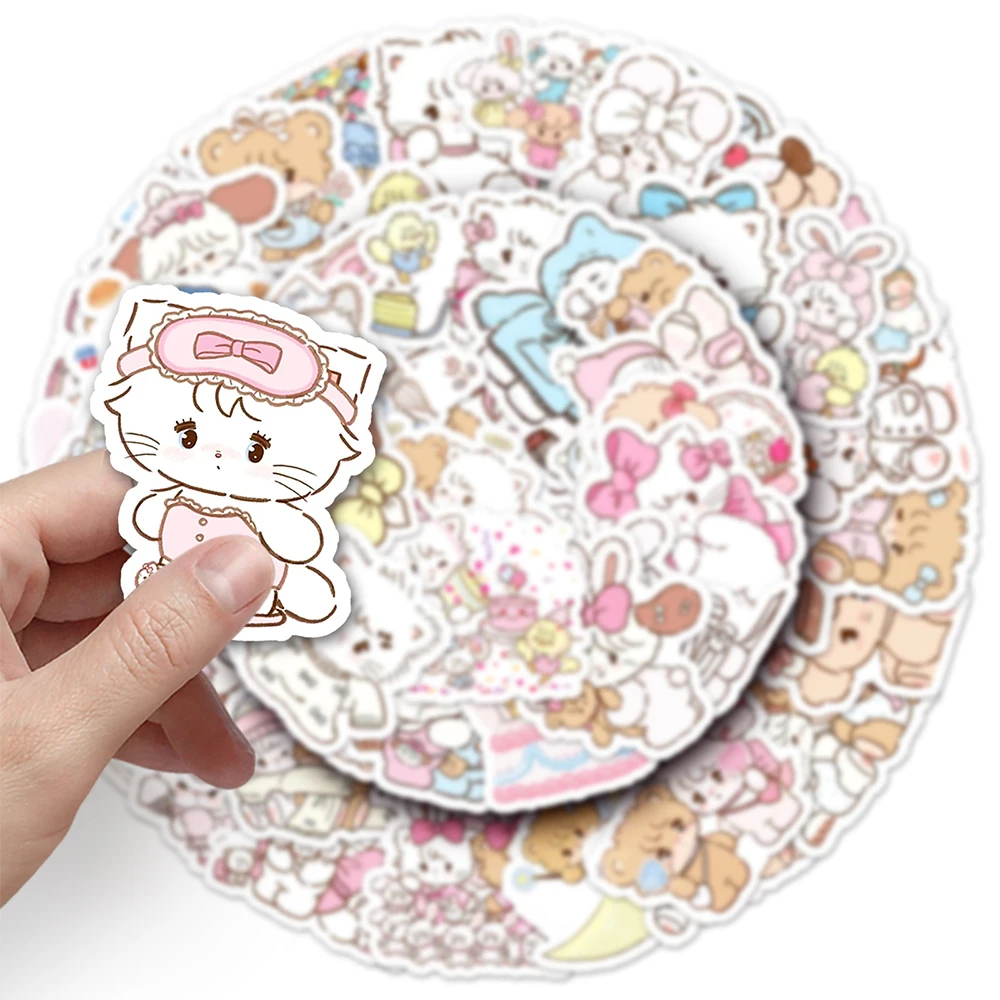 10/30/56pcs Leuke Cartoon Mikko Stickers Kawaii Anime Kitty Beer Meisje Decals Decoratie DIY Koffer telefoon Waterfles Sticker