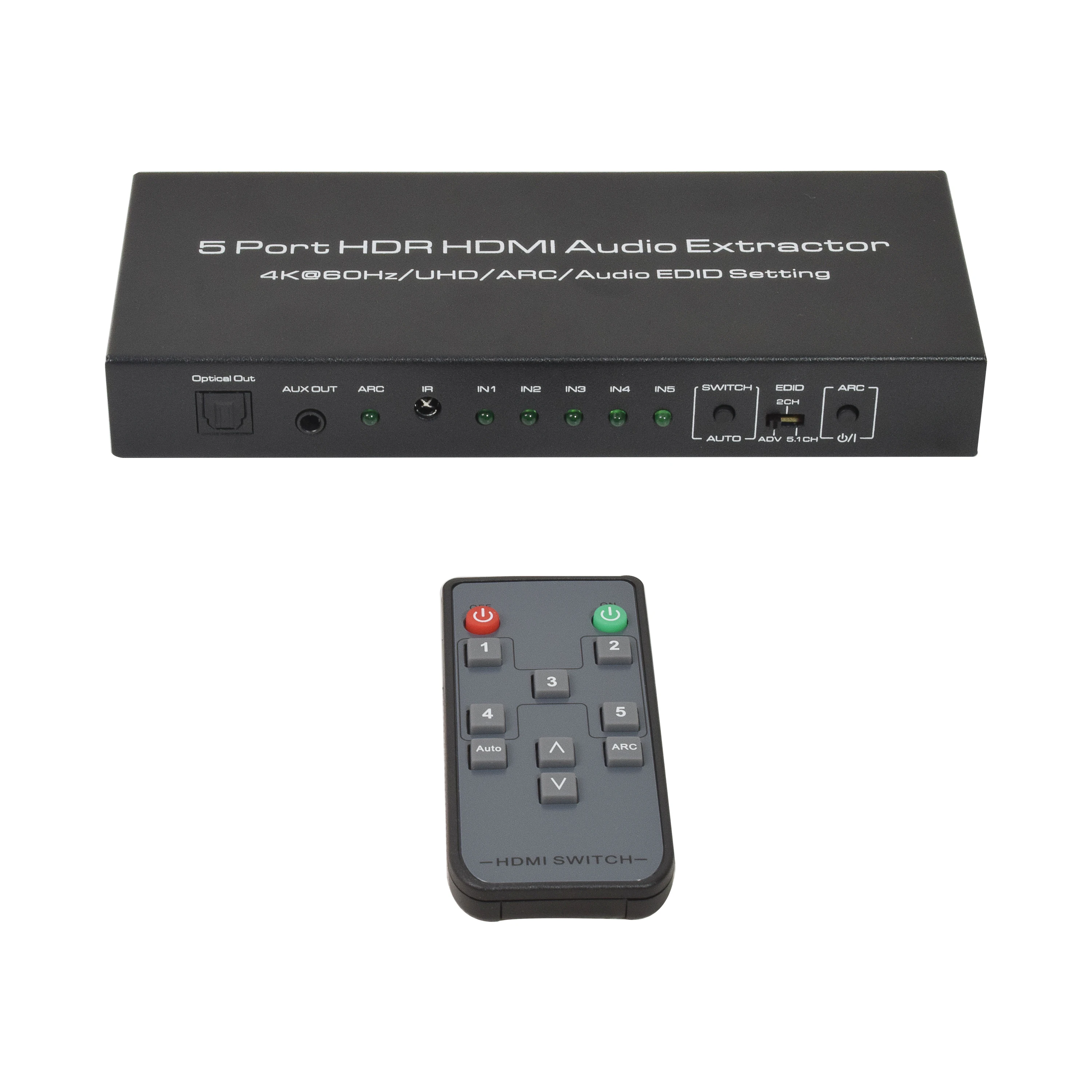 HDR UHD 1080P HDCP 4K 60Hz HDMI 2.0 Remote 5x1 5 Port Video Switch SPDIF 5.1 Audio HDMI Audio Extractor HDMI Switcher