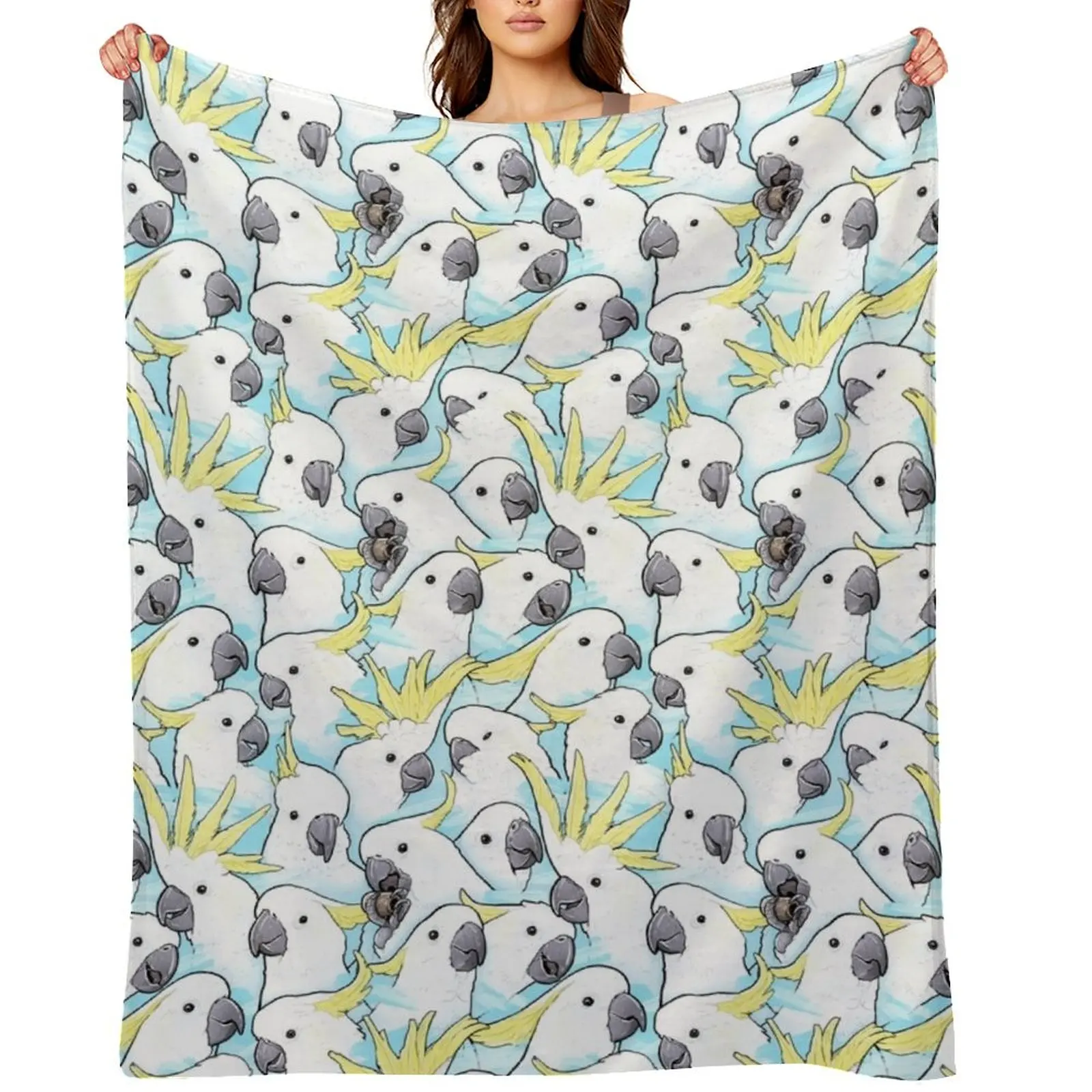 

Sulfur Crested Cockatoo [Blue] Throw Blanket Sofa Moving Heavy Polar Blankets