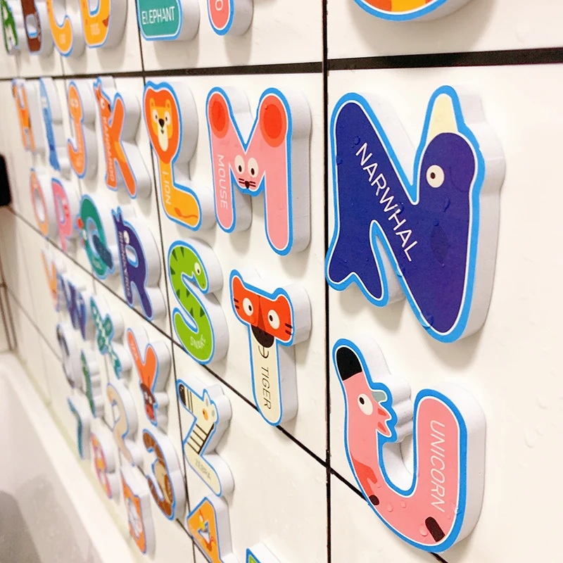 Baby Bath Toy EVA Foam Animal Sticker Floating Alphabet Letter Number Puzzle fai da te vasca da bagno educativa bagno giocattoli d'acqua per bambini