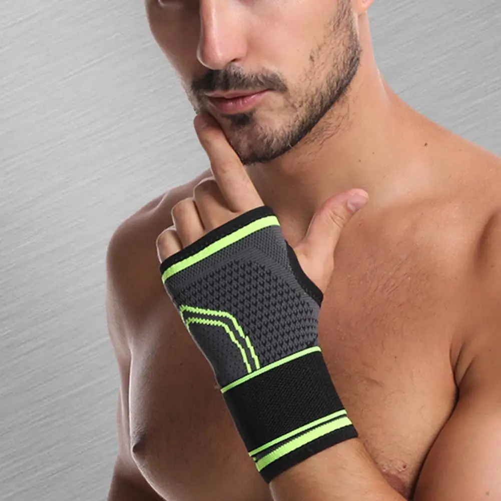 Adjustable Gym Wrist Protectors Knitted Palm Protectors Weightlifting Fitness Training Breathable Gloves Pressurized Wrap Straps