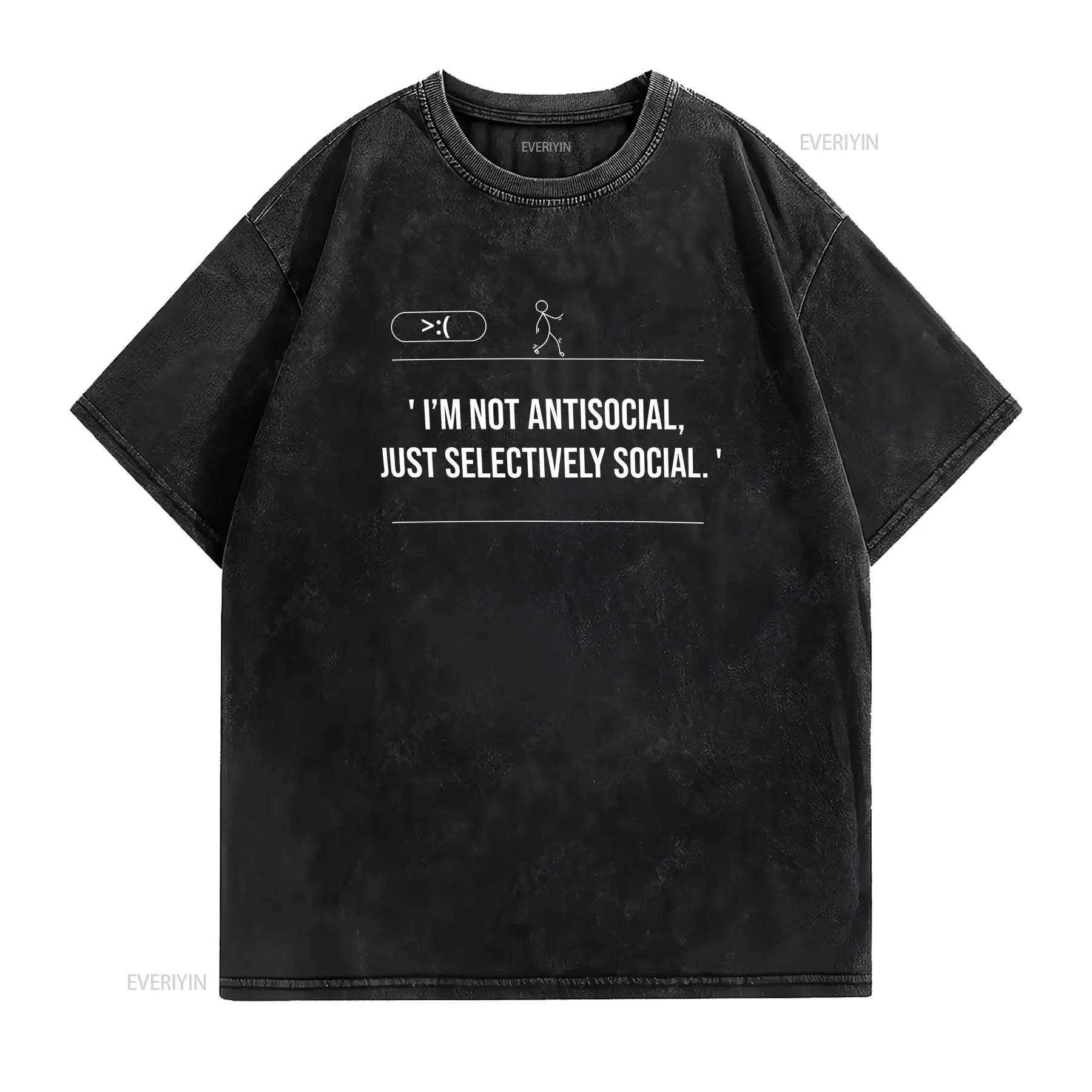 I'm Not Antisocial Just Selectively Social Funny Sarcastic T Shirt Witty Introvert Humor vintage Washed Comfortable streetwear