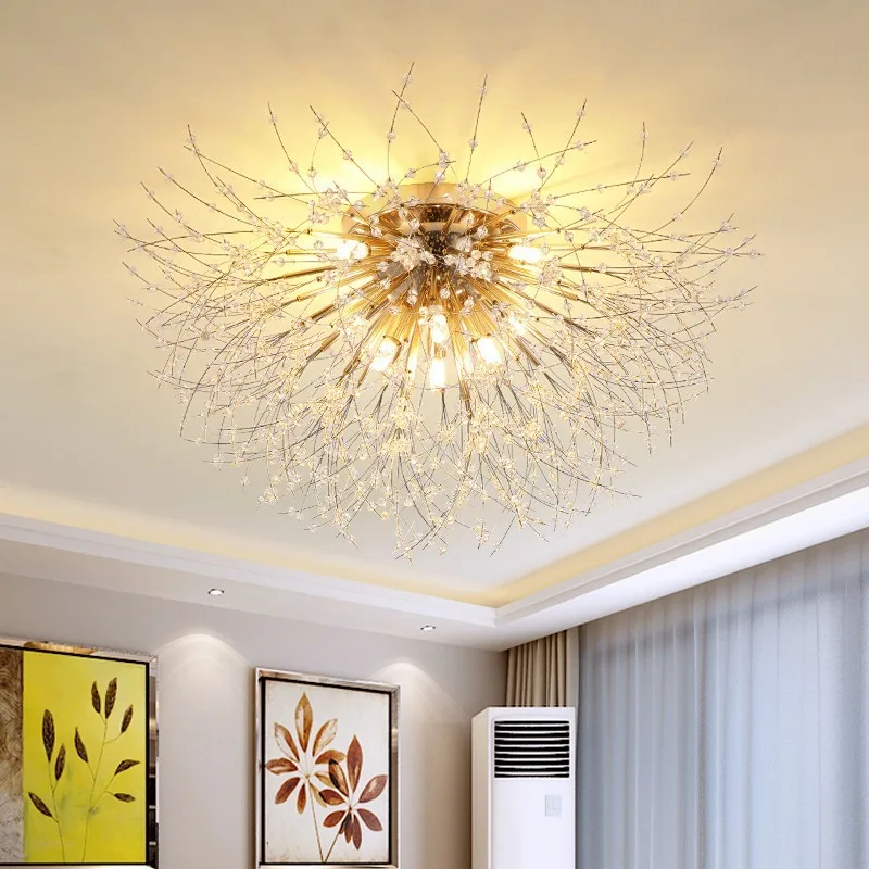 

Nordic minimalist dandelion crystal chandelier, modern living room, dining room, bedroom ceiling light, romantic spark ball