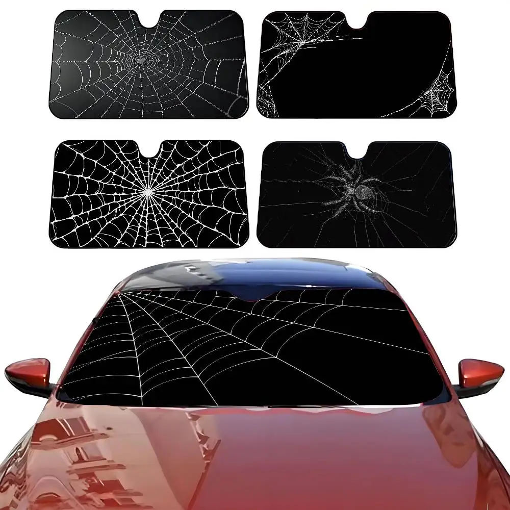 

Black and White S-Wpider W-Web Car SunShade Parasol Car Windshield Sun Shade UV Protection and Interior Cooler