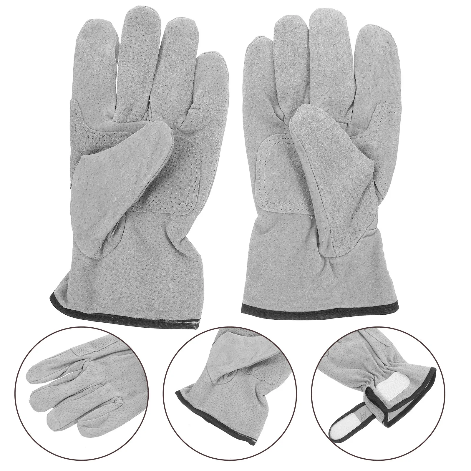 

1Pair Electric Welding Gloves Short Reinforced Palm Heat Resistant Protective Work Gloves Blacksmithing Gardening Bbq Outdoor