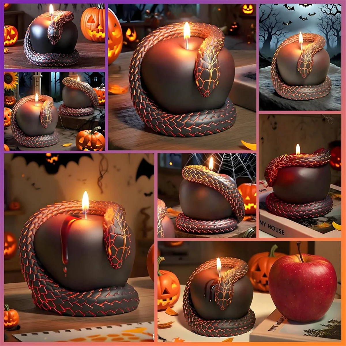 SSR Moldes de silicona para Halloween, moldes para velas de serpiente, molde de resina Taboo 3D para velas perfumadas, jabones, cera