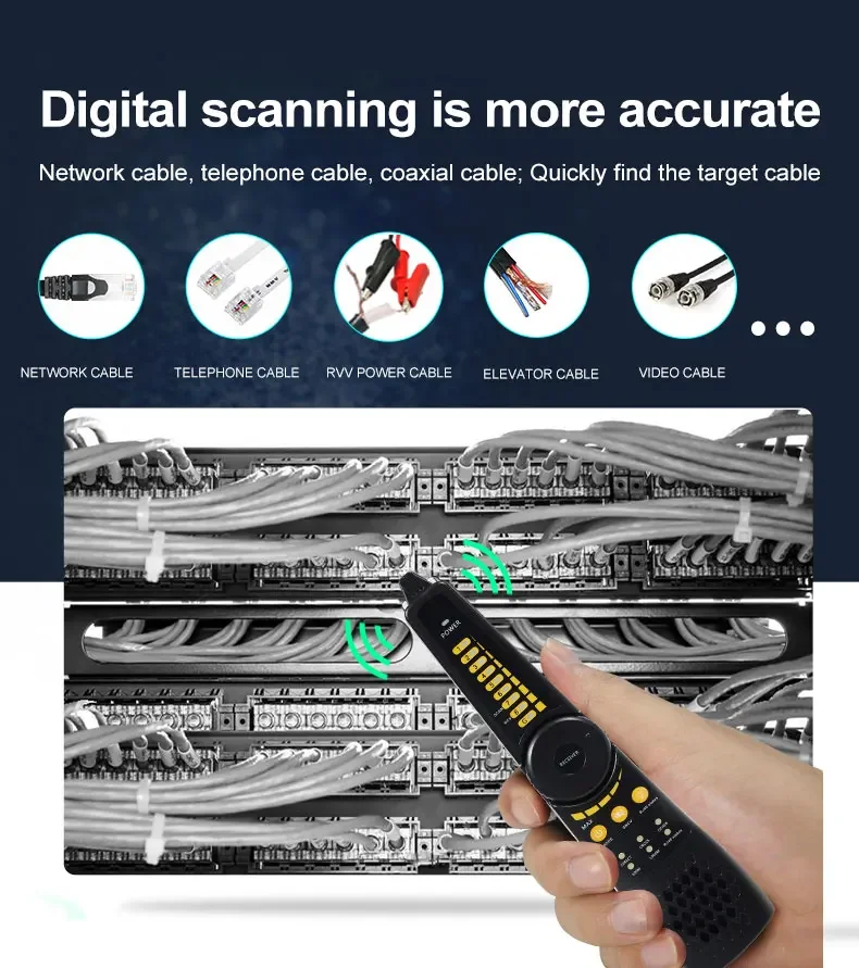 Tahlitech 3" LCD Network Cable Tester Wire Tracker PoE Current Length cabl RJ45 Cable Tracker multifunctional tester Tool