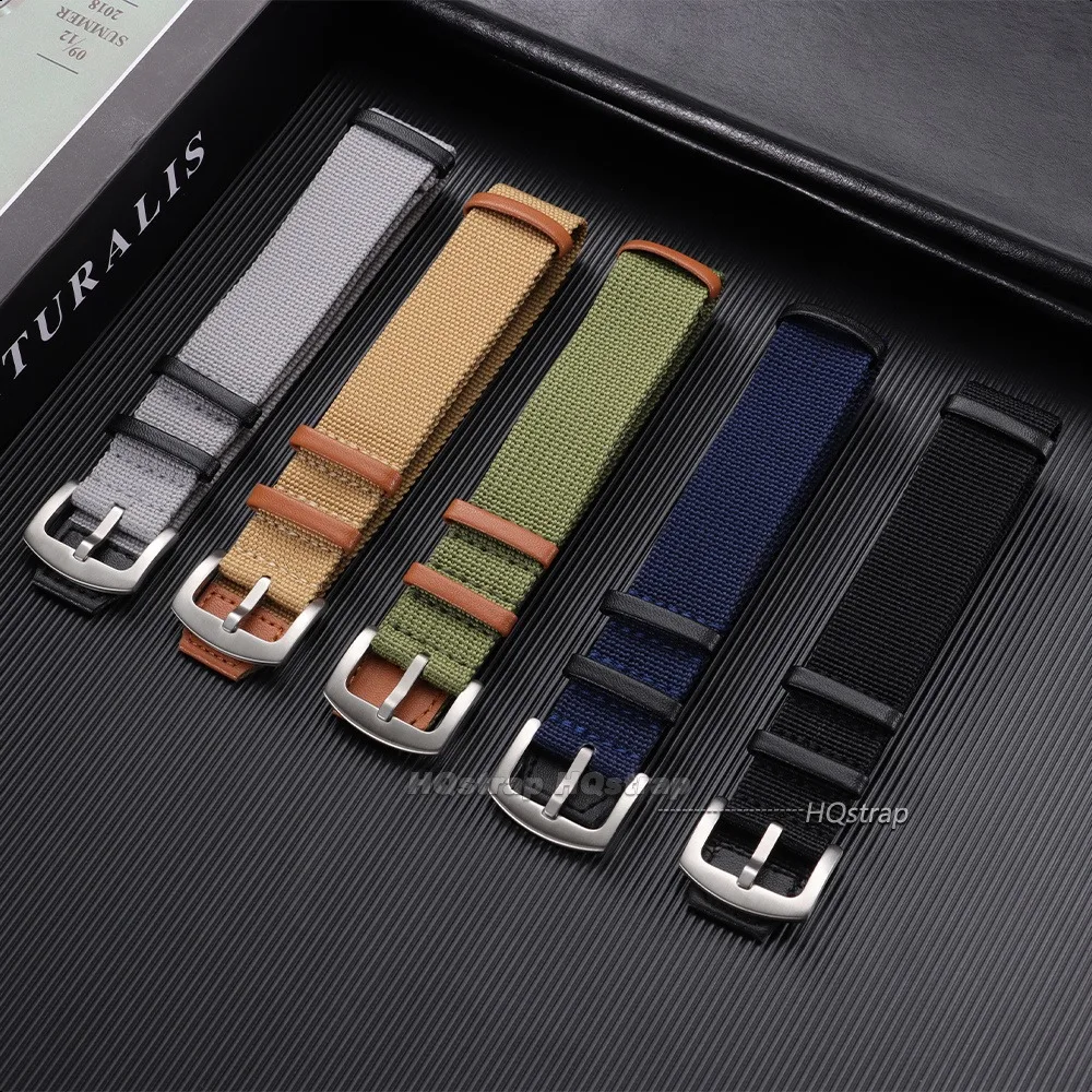 Green Black Grey 20mm 22mm Nylon Leather Strap for Women Men Sport Watchband Soft Bracelet for Hamilton Khaki Field