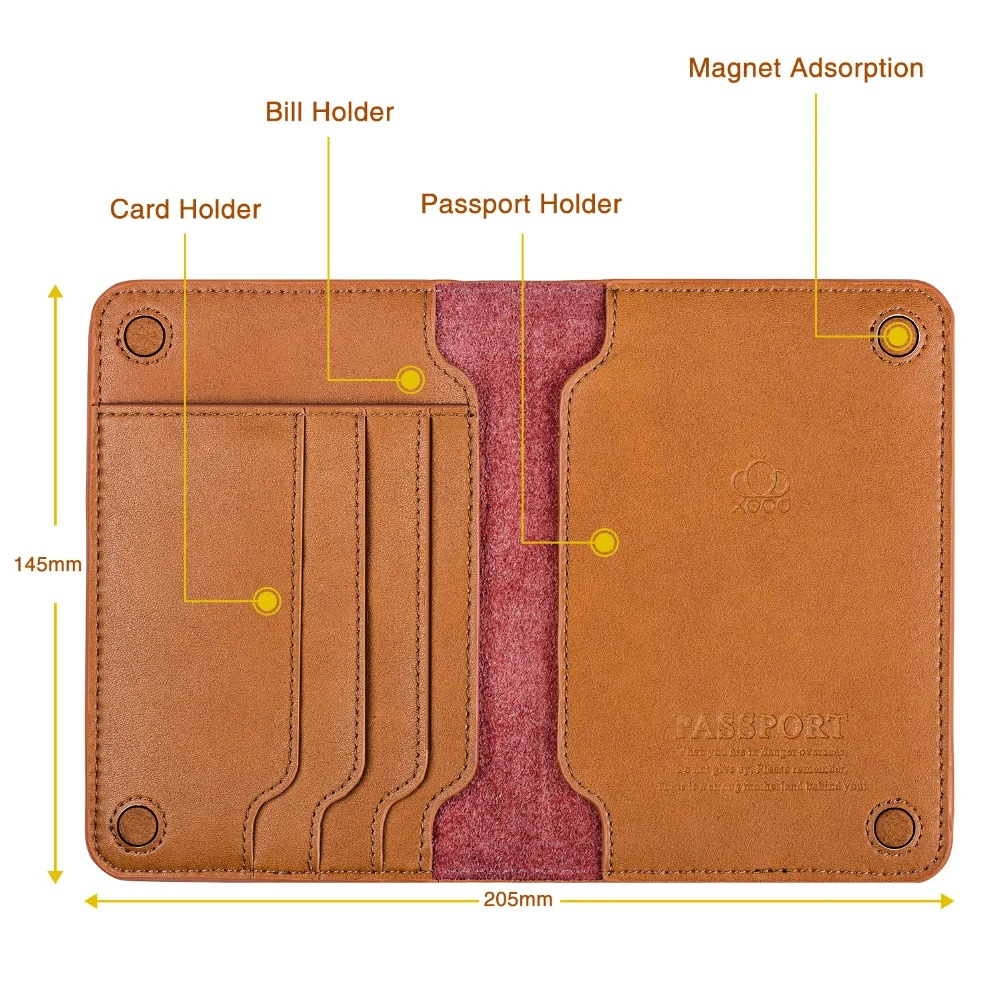 Skórzany paszport podróże pokrywa uchwytu paszport-case Anti-theft RFID Protect portfel na karty paszportowe torebka o dużej pojemności