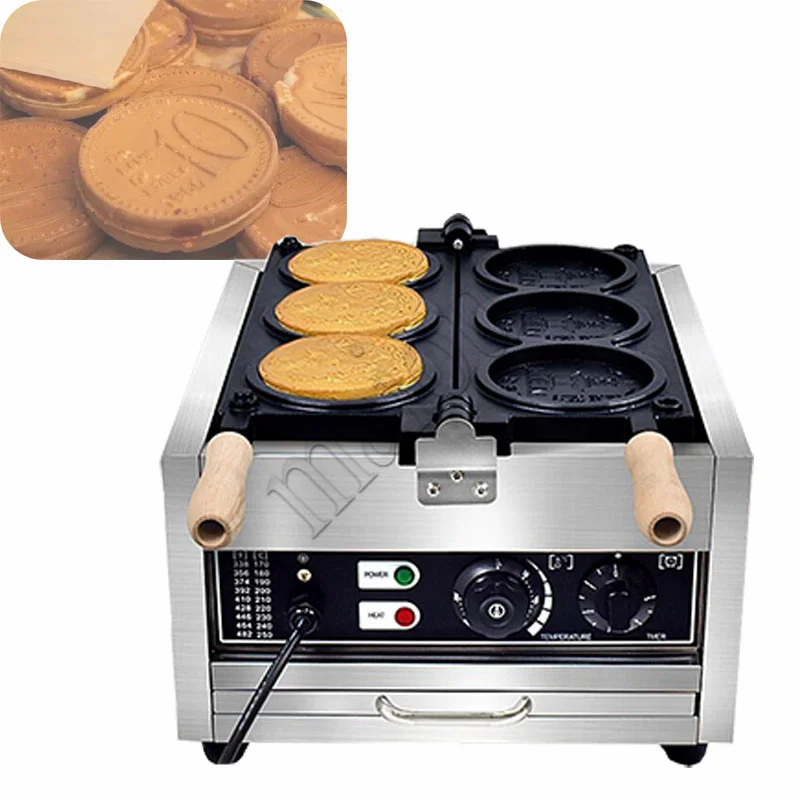 

Commerical New Design 3 Holes Gold Coin Waffle Machine Non-Stick Snack Making Machine Round Shape Waffle Maker