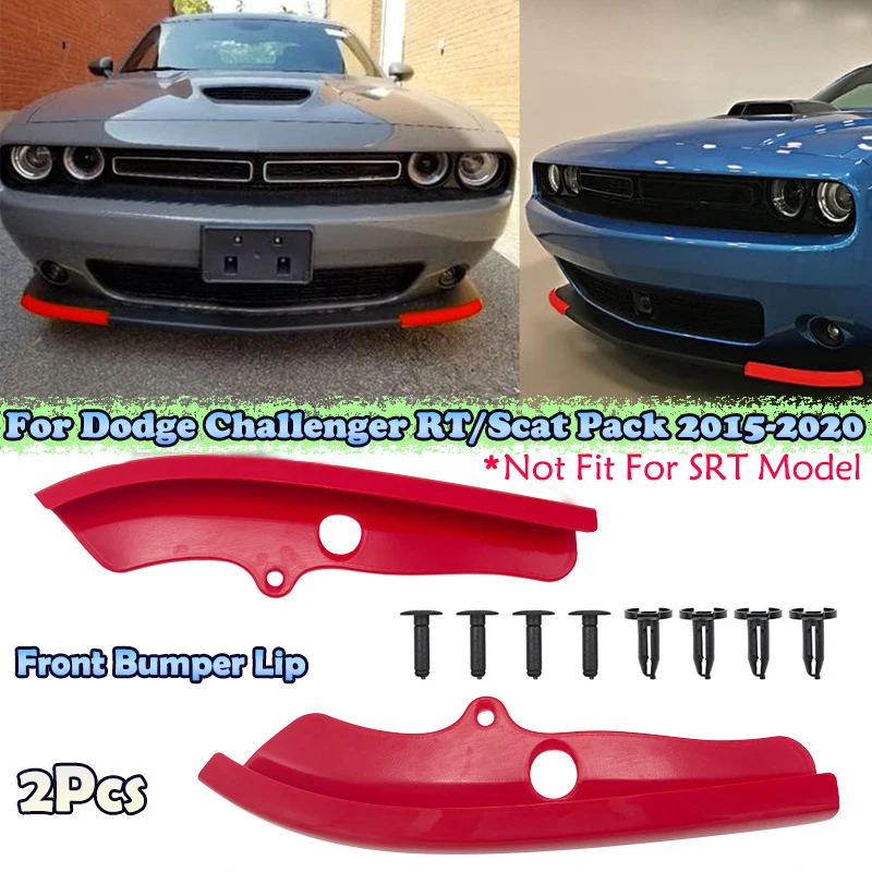 2x Front Bumper Lip Shovel Protector Strip Body Kit Diffuser Spoiler Splitter Guard For Dodge Challenger RT/Scat Pack 2015-2020