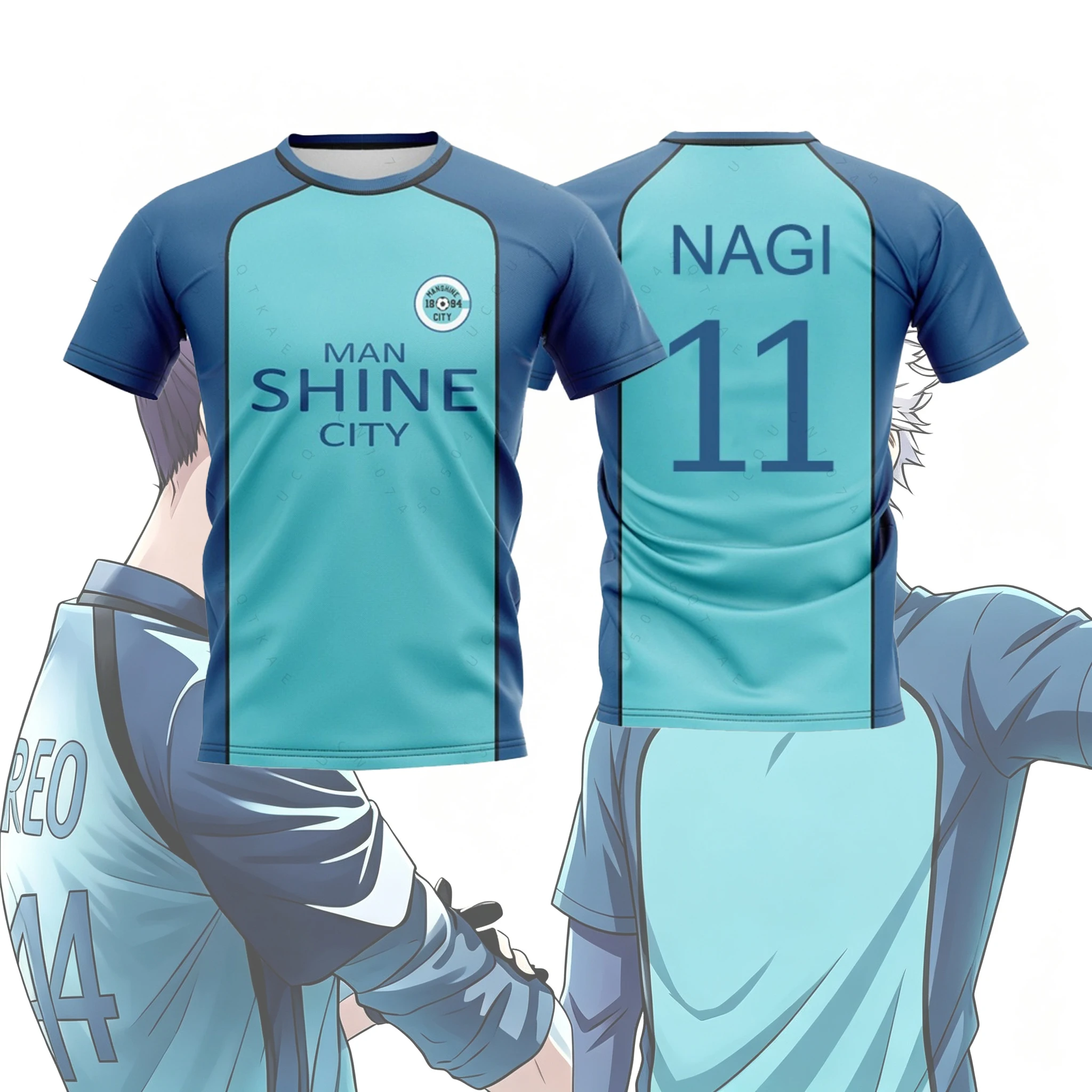 Blue Lock NAGI Man Shine City Trikot, japanisches Anime-Cosplay, Fußballuniform, atmungsaktives Sport-T-Shirt, Hyoma, Kinder-Tops, Unisex. – Detail 5