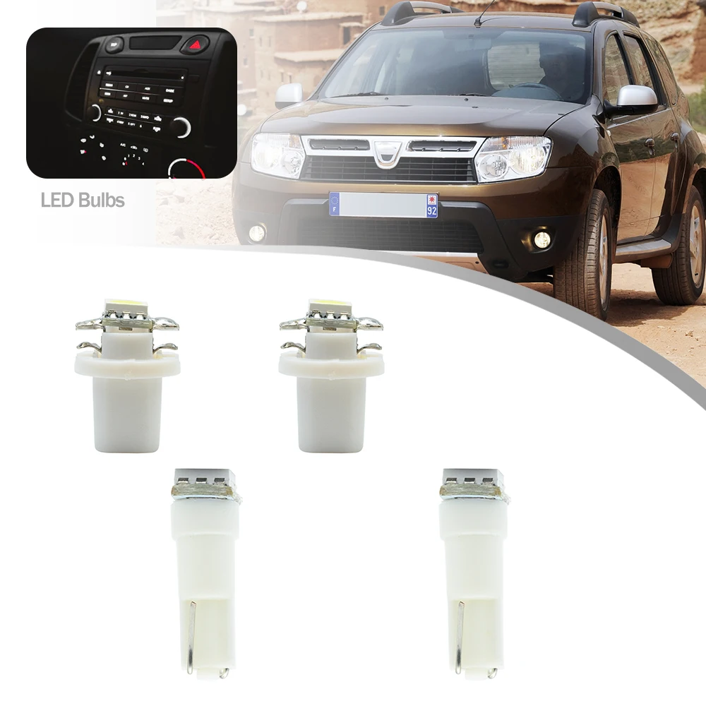 4Pc For Dacia Logan II Sandero II Duster Led HVAC Illumination Radio Climate Control Lamps Interior LCD Dispaly Indicator Bulbs