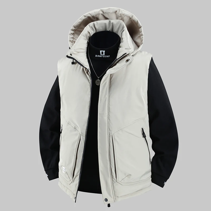 

Мужской уличный походный ветрозащитный пояс с капюшоном, хлопковый жилет, осенне-зимний легкий дышащий модный ветрозащитный жилет