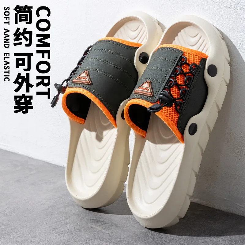 

Мужские летние сандалии 2025, пляжные шлепанцы на нескользящей мягкой подошве, удобные уличные тапочки для подростков и взрослых