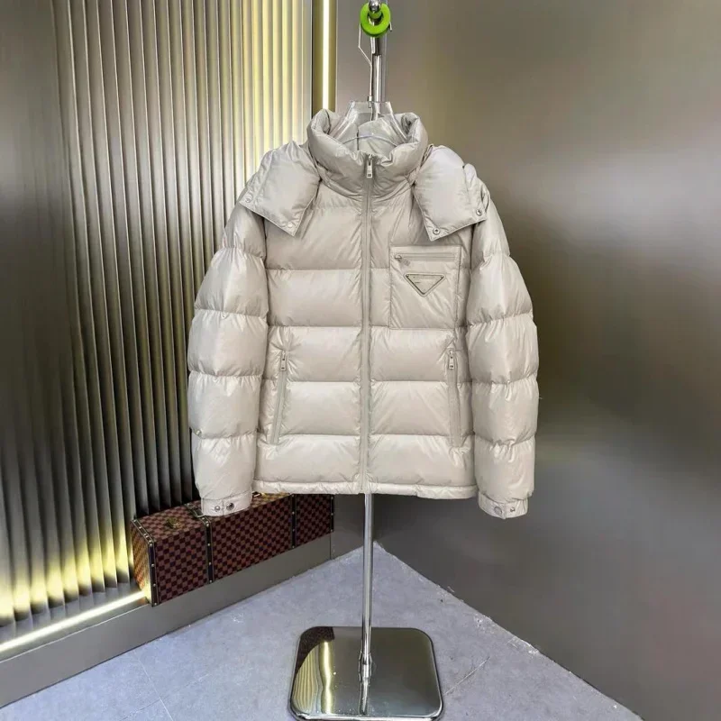 Pre * a winter mens white goose down jacket warm hooded slim fit puffer jacket coat male casual high quality thermal overcoat