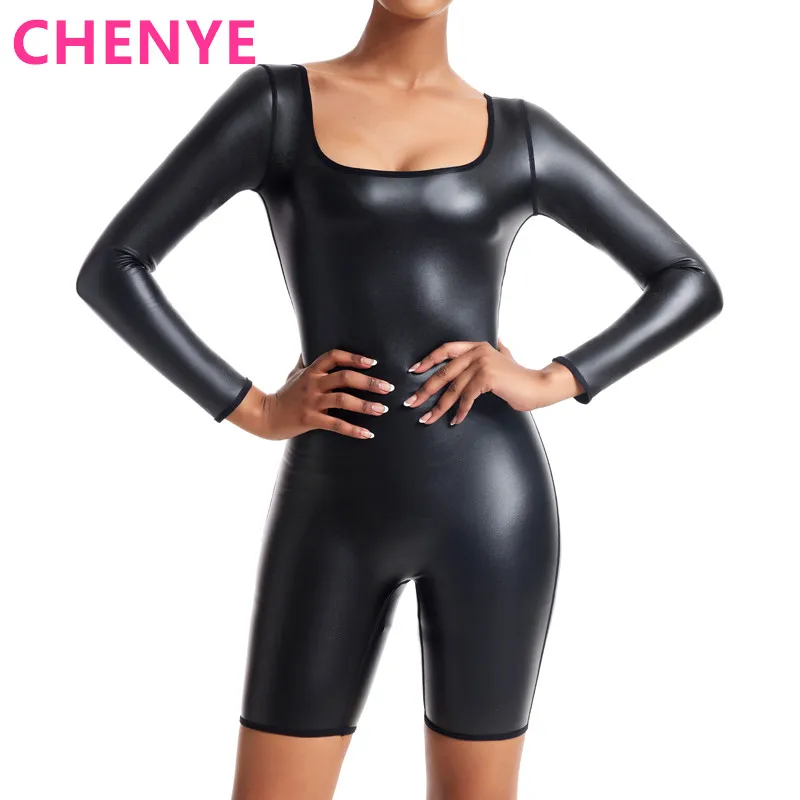 Women's U Neck Long Sleeve Tops Shorts Bodysuit Jumpsuit Waist Trimmers Corsets T-Shirt Body Shaper Leggings Shapewear Bodysuits