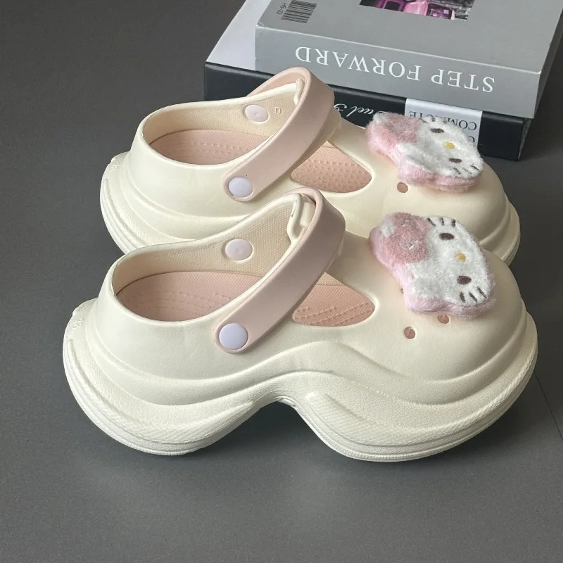 

Hello Kitty Slippers Cute Anime KT Height Increasing Versatile Women Accessories Summer Decoration Kawaii Girl Gift Wholesale