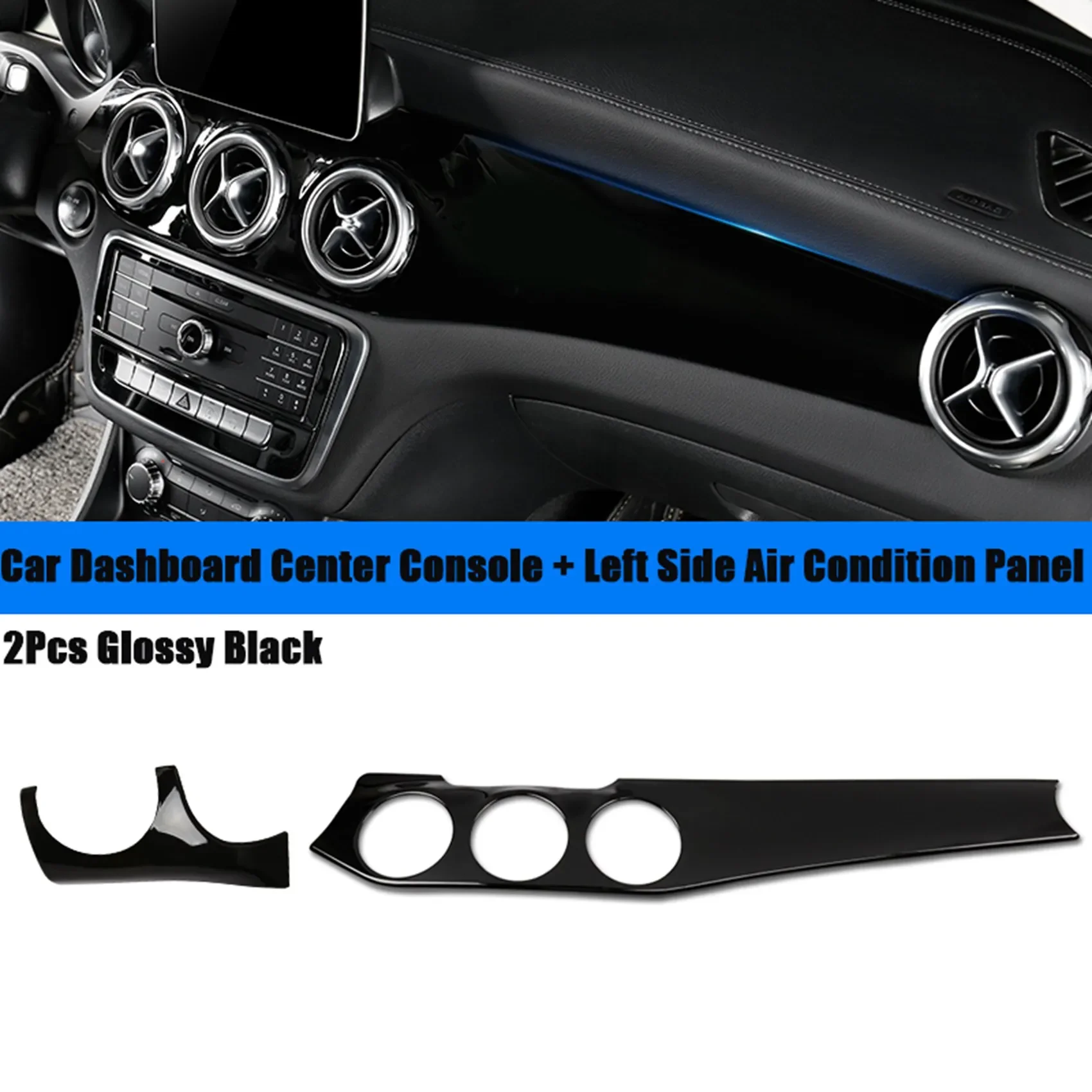 2 PCS Dashboard A/C Panel Trim Strips and Air Outlet Panels for Mercedes Benz W176 GLA X156 CLA C117 13-19 LHD Accessories