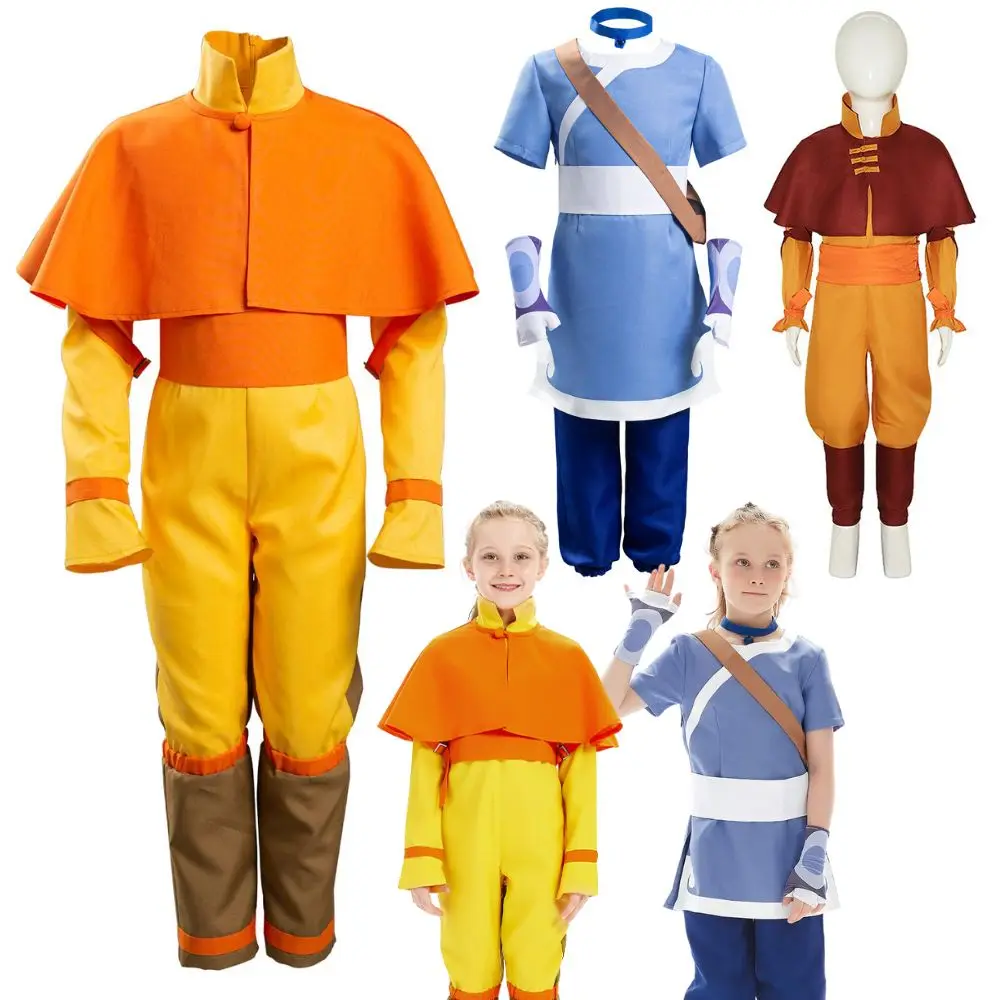 Disfraz de Aang Katara para niños, ropa de fiesta de Halloween, dibujos animados, último Cosplay, airdoblador, Roleplay, Fantasía