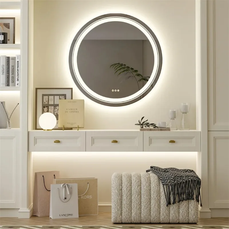 LUVODI Round Illuminate Bathroom Mirror Circle Washroom Toliet Wash Basin Fogless Vanity Mirror Waterproof