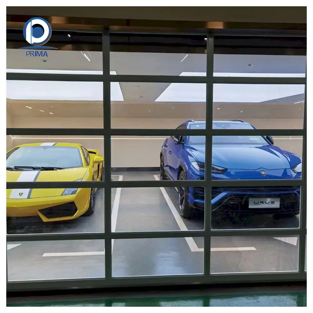 Customization Modern Aluminum Alloy Garage Door With Glass Custom Electric Control For Villas