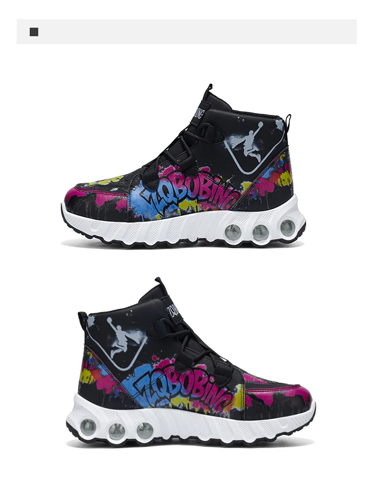 Frühling und Herbst Neuer Stil Farbblockierende Trendige Laufschuhe, Übergrößen Herrenschuhe, High-Top Dicksohlige Freizeitschuhe, Vielseitige Sportschuhe – Detail 27