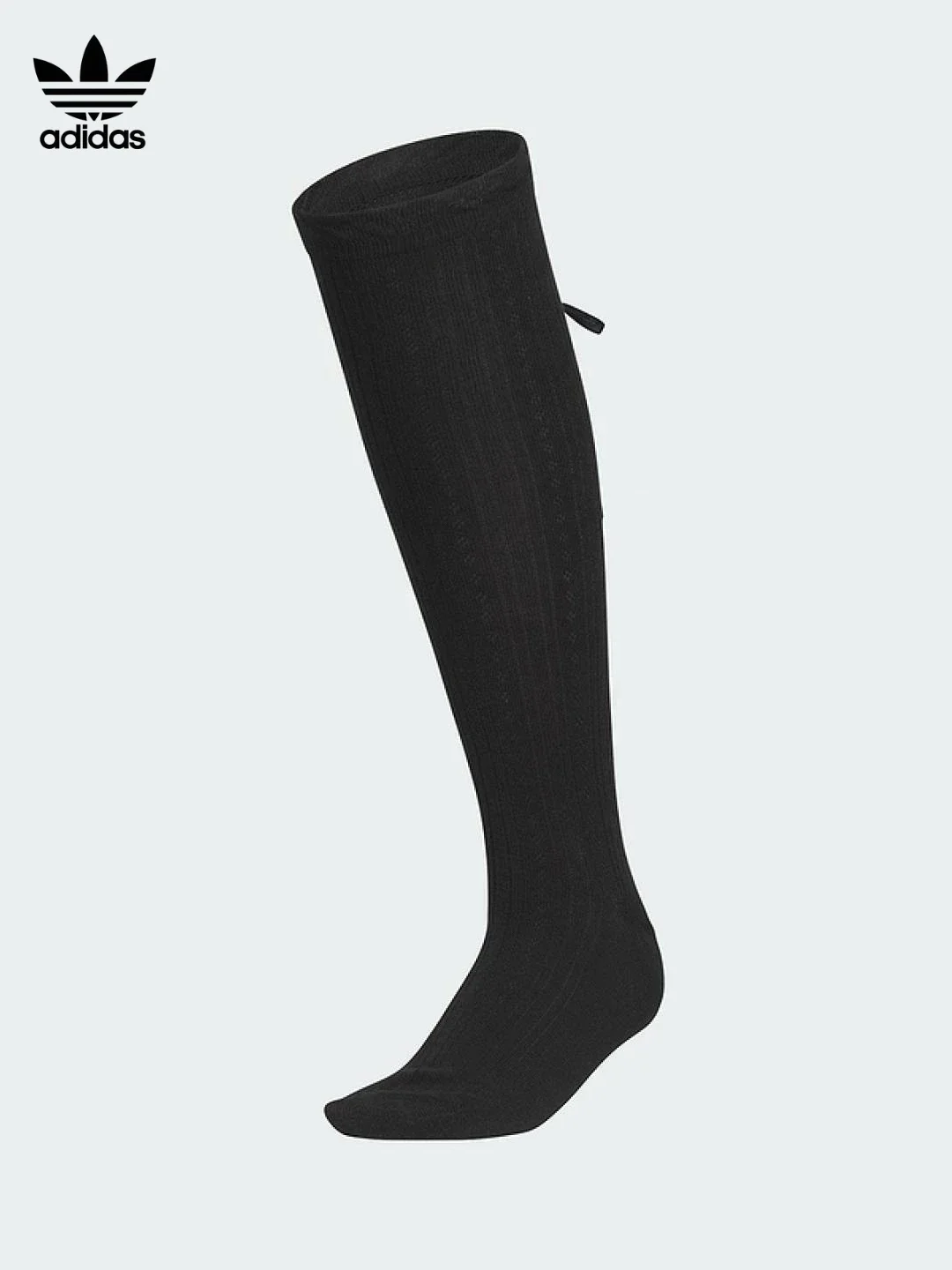 Adidas Women Knee High Socks Ruffle Bow Ribbed Stackable Calf Socks Sweet Y2K Casual Sports Long Socks 1 Pair KC1414