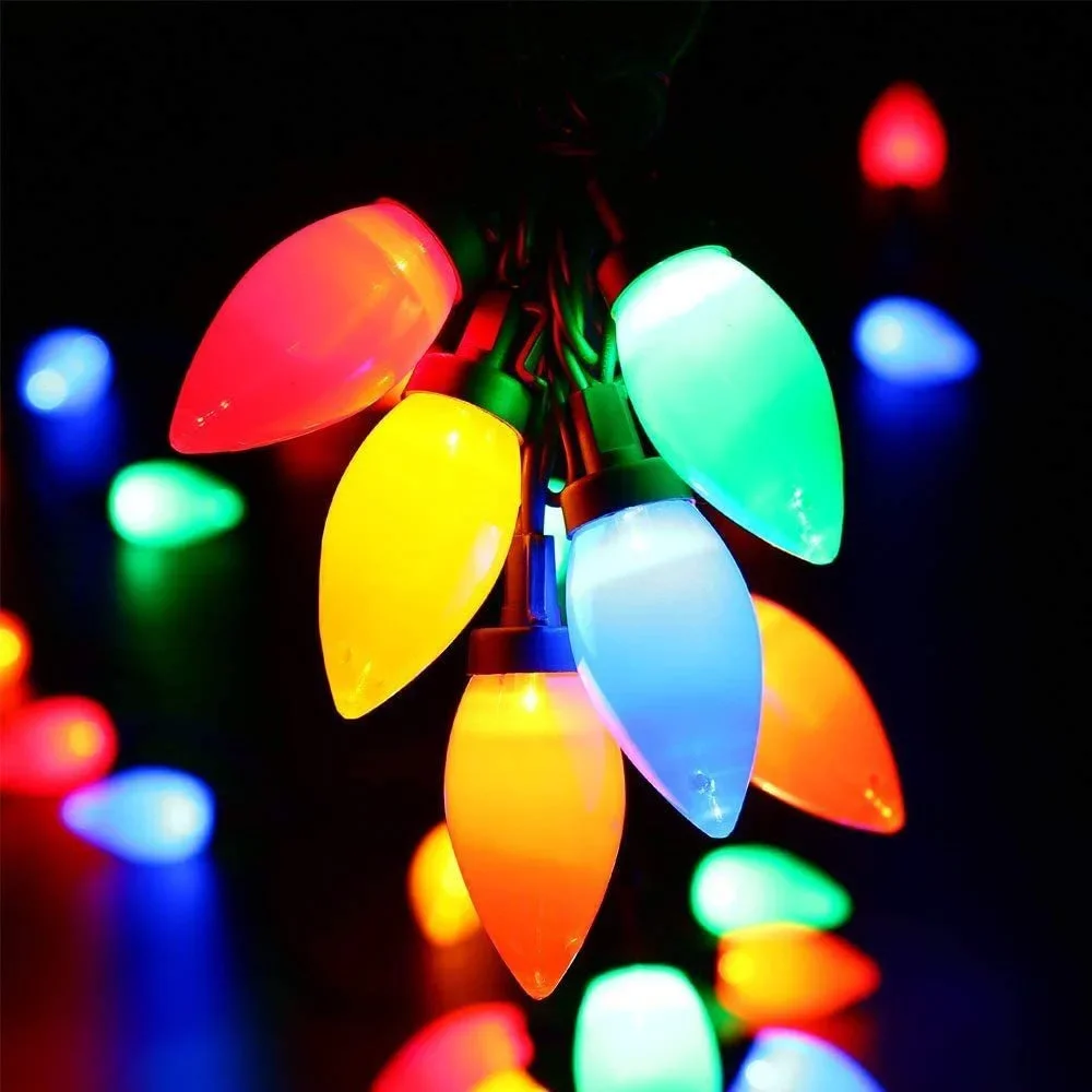 Solar Christmas Lights Outdoor 7M 50 LED Strawberry Solar String Lights Holiday Garland Christmas Tree Fairy Twinkle Lights