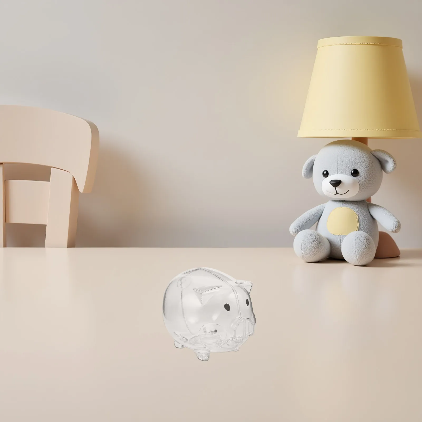 2Pcs Transparent Pig-Shaped Money Bank Safe Plastic Savings Box Clear Coin Jar for Cash Saving Teaching Financial