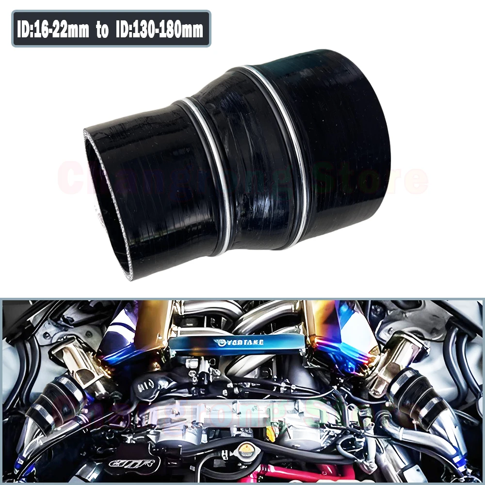 Universal Silicone Tubing Hose Car Intercooler Turbo Intake Pipe Coupler Straight Silicone Reducer Hose Black ID 16mm To 180mm