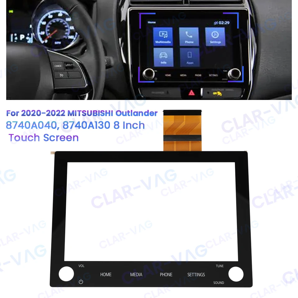 For MITSUBISHI Outlander 2020- 2022 8 Inch Touch Screen Digitizer Car Radio DVD Player GPS Navigation 8740A130 8740A040