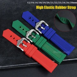 Premium Rubber Watch Band 12 14 16 18 19 20 21 22 23 24 26 28mm High Elastic Silicone Strap Men's Watch Replacement Bracelet