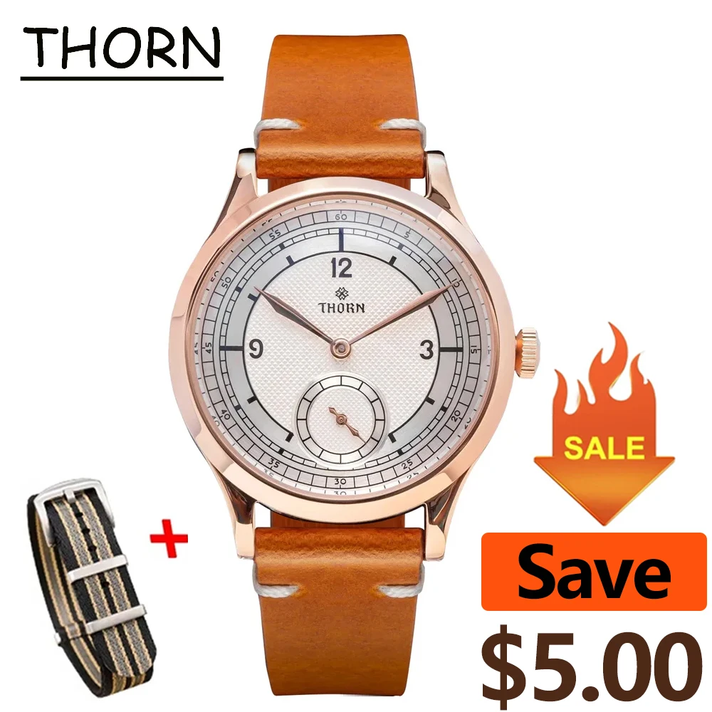 THORN T001 37mm Men Watch VD78 Quartz Movement Stainless Steel Watches Fashion Business Sapphire Waterproof 30m Wristwatch