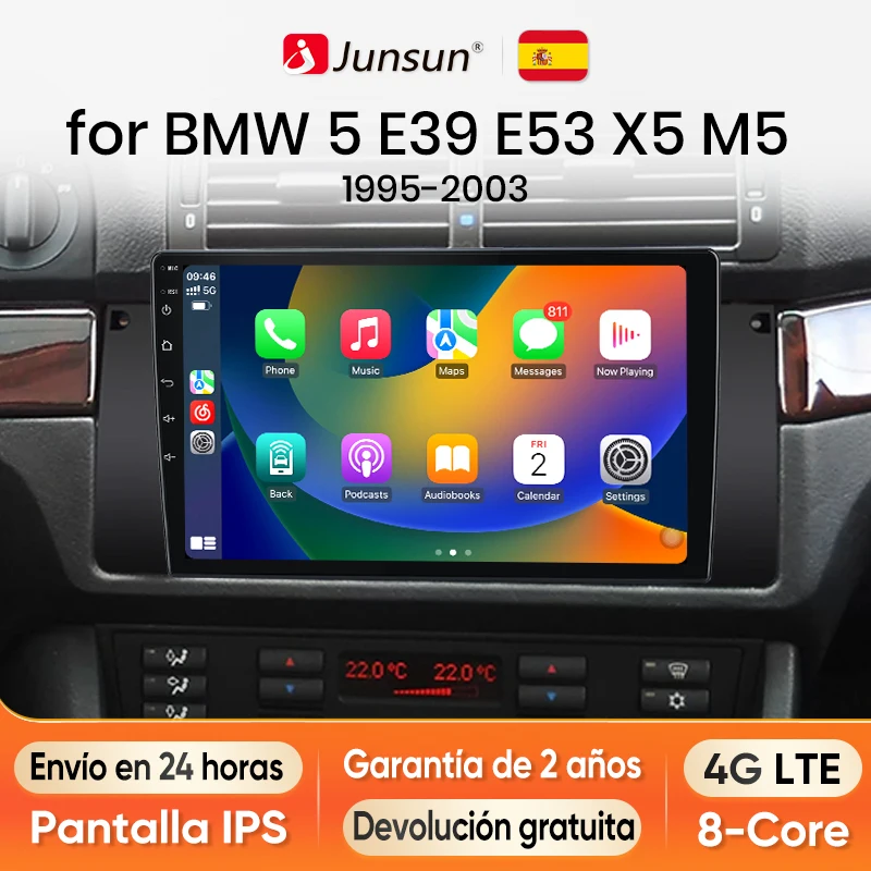 Junsun Android 13 Radio Autoradio For BMW 5 E39 1995 - 2003  E53 Car Intelligent Systems for Apple Carplay GPS RDS Spain Scree