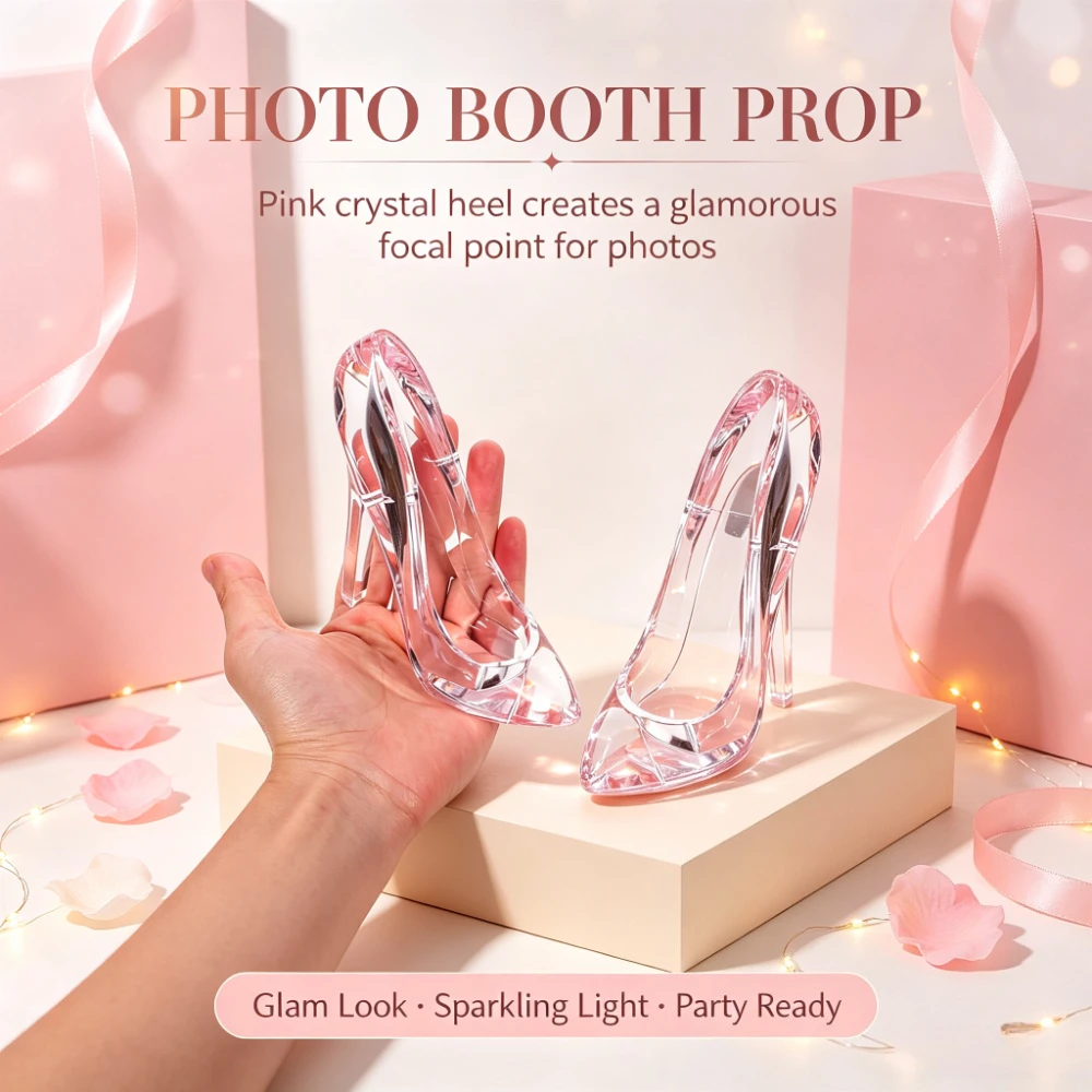 Luxury Pink Crystal High Heel Figurine | Sparkling Entryway & Desktop Decor — Romantic Feminine Home Art Sculpture, Exquisite Gift Idea