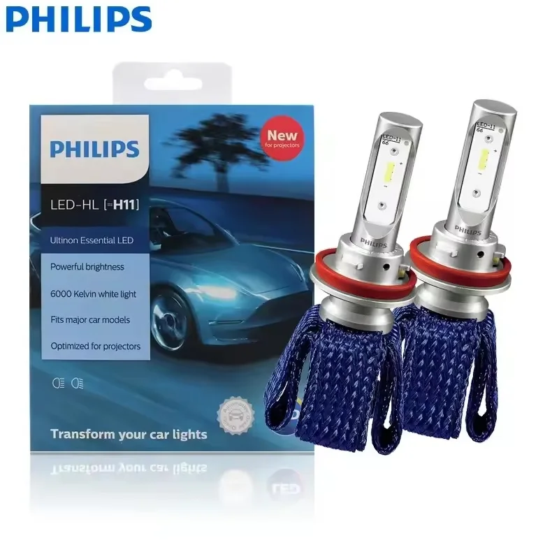 Philips Genuine H11 Head Lamp Ultinon Essential LED 12V 16W 6000K Bright White Light High Low Beam Auto Car LED Headlamp 1 Pair
