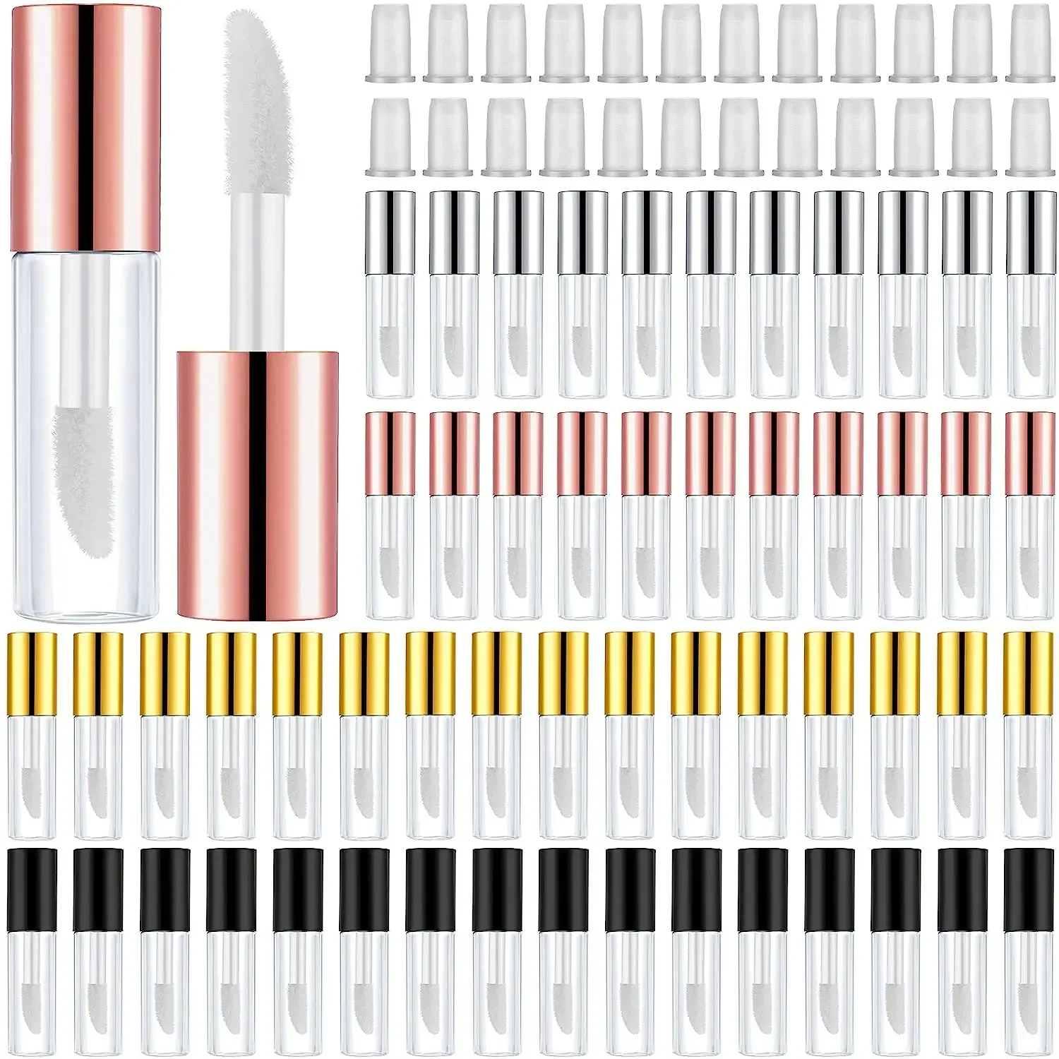 

100Pcs 1.2ml Lip Gloss Tubes with Wand Empty Travel Bottle Refillable Lip Gloss Containers Lip Balm Lipstick Cosmetics