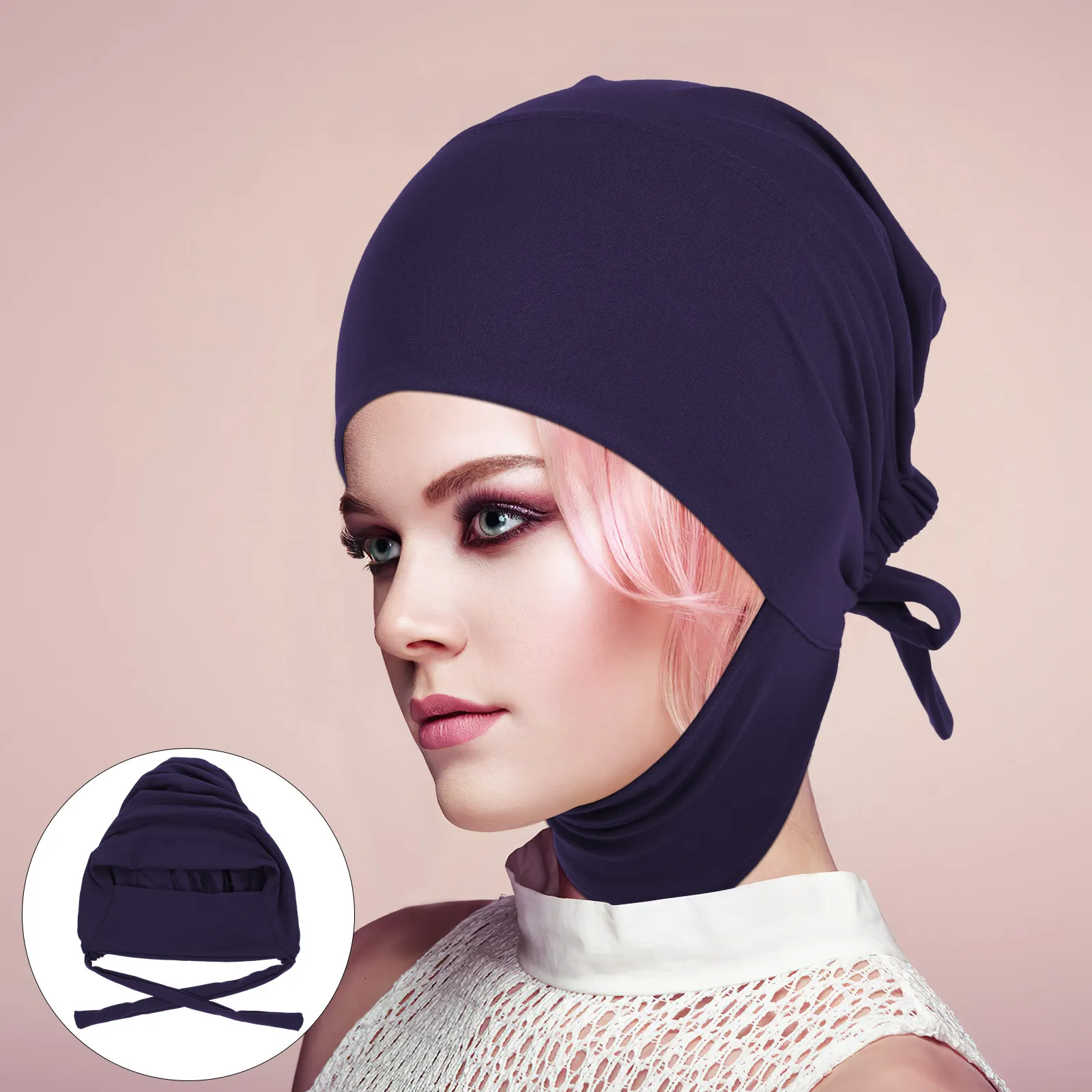 

Soft Elastic Stretch Hijab Cap Full Neck Muslim Undercap Breathable Comfortable Women Turban Islamic Headwear Cover