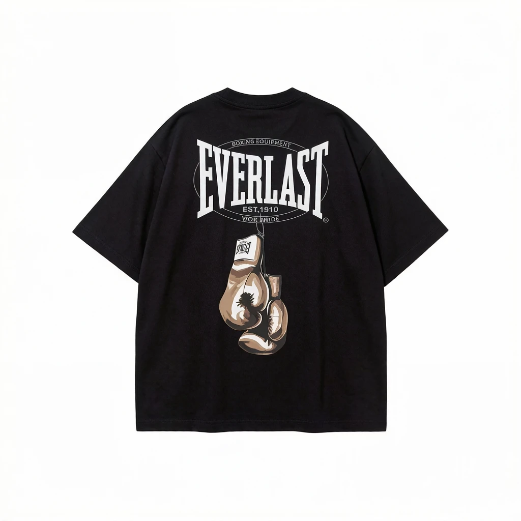 Camiseta de algodón con Logo de EVERLAST BOXING para hombre, camiseta unisex con estampado de cuello redondo, moda urbana Harajuku