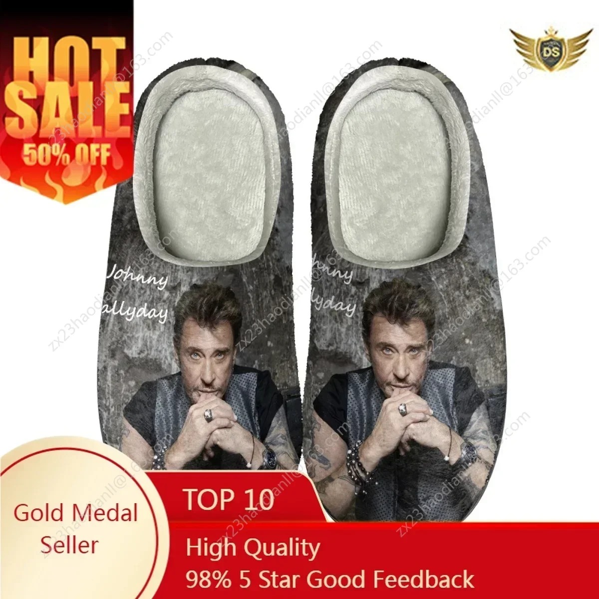 Dropship Casual Cotton Slippers Johnny Hallyday Design Non-Slip Indoor Floor Shoes Comfortable Home Women Men Slides for Bedroom
