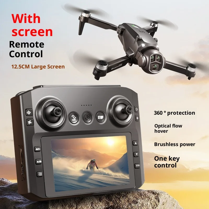 M7 GPS FPV Drone with Screen Controller 4K Dual Camera 360° Obstacle Avoidance HD RC Quadcopter Foldable Airplane for Adults Beg