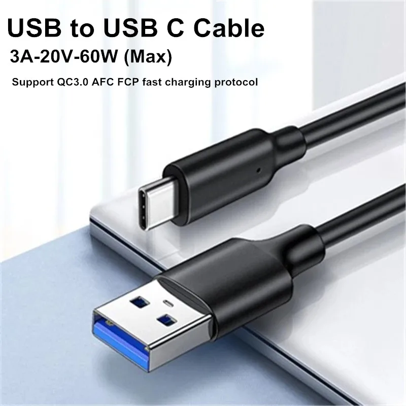 USB3.2 10Gbps Type C Cable USB A to Type-C 3.2 Gen2 Cable Data Transfer USB C SSD Hard Disk Wire 3A PD 60W QC 3.0 Fast Charging