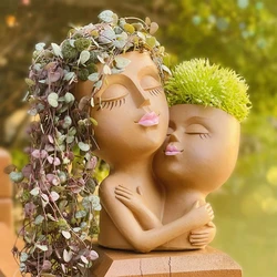 Girls Face Flower Pot Resin Women Head Vase Mother Love Succulent Flowerpot Garden Pots & Planters Home Decoration Outdoor