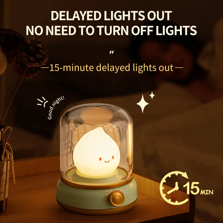 USB Rechargeable Retro Night Light Dimming Soft Sleeping Lamp 2 Modes 3000K 1800K Creative Table Lamp Desk Bedroom Decor Gift